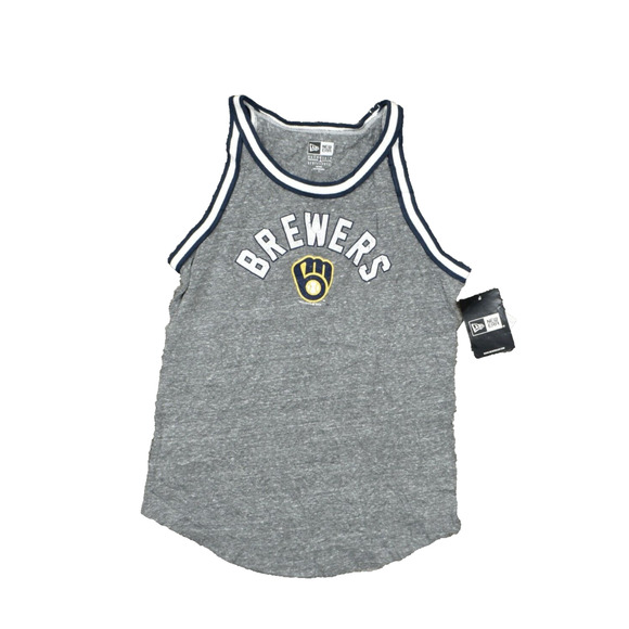 NEW NEW ERA Women's Size S Basic Sleeveless Gray Polyester Scoop Neck Brewers - Picture 1 of 8